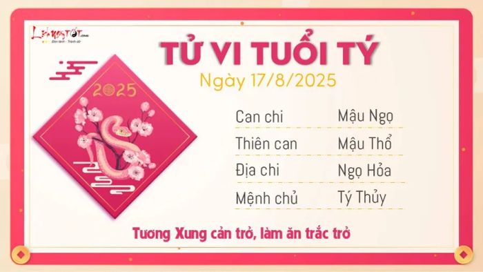 Tử vi hàng ngày 17/8/2025 của Tý