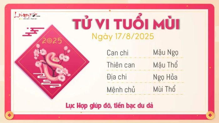 Tử vi hàng ngày 17/8/2025 của người tuổi Mùi