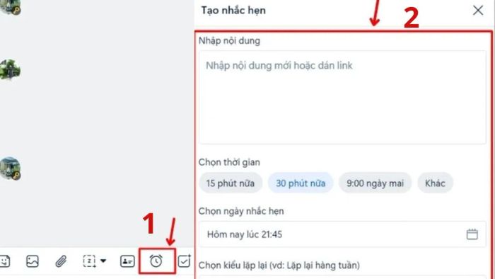 Hướng dẫn thiết lập lời nhắc trên Zalo thông qua máy tính/PC