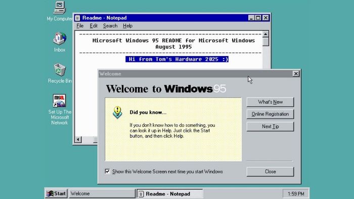 Windows 95 chính là nền tảng đầu tiên đưa nút Start và thanh Taskbar đến với trải nghiệm của người dùng