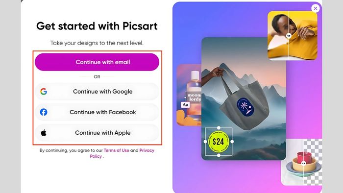 Hướng dẫn đăng ký tài khoản Picsart bước thứ ba