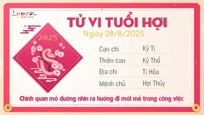 Tử vi hàng ngày 28/8/2025 - Hợi