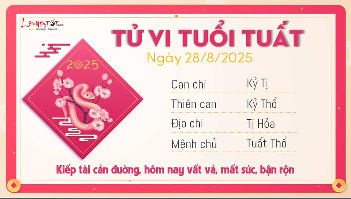 Tử vi hôm nay 28/8/2025 - Tuổi Tuất