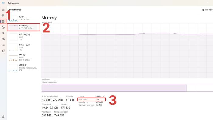 Kiểm tra trạng thái Dual Channel bằng Task Manager