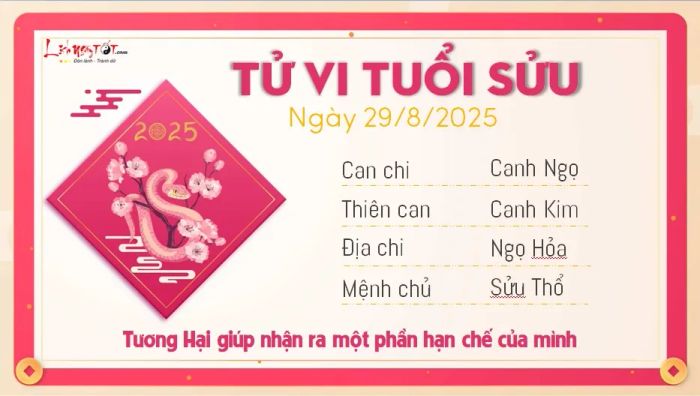 Tu vi hang ngay 29/8/2025 cua 12 con giap - Suu