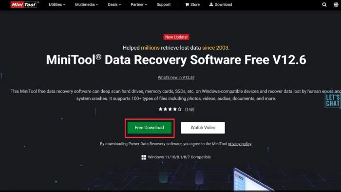 Hướng dẫn tải phần mềm MiniTool Power Data Recovery bước 1