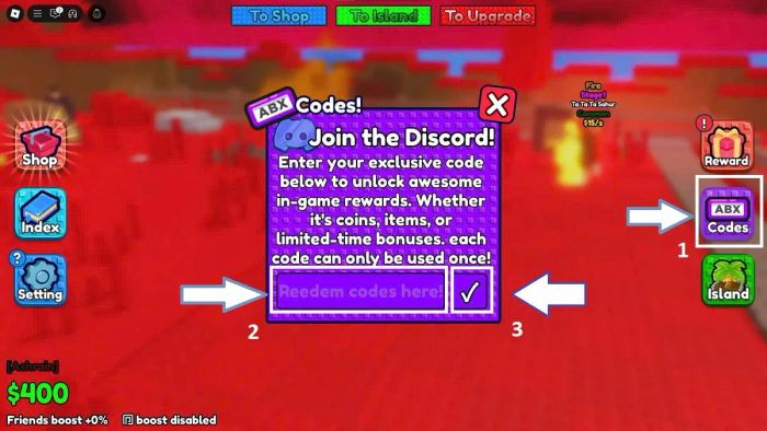 Các bước chi tiết để nhập mã trong Kick a Brainrot