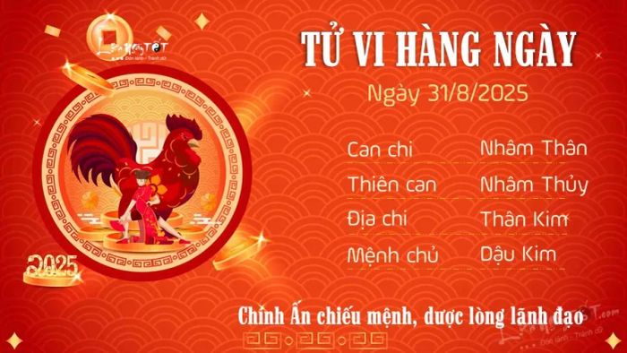 Tu vi hang ngay 31/8/2025 cua Dau