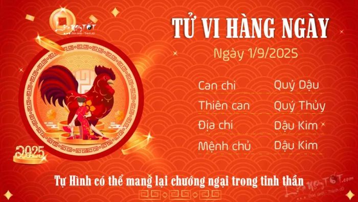 Tử vi hàng ngày 1/9/2025 của 12 con giáp - Dậu