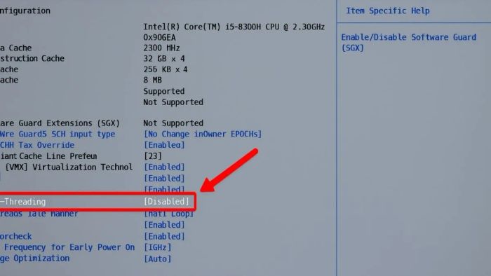 Cách bật/tắt Hyper-Threading trong BIOS/UEFI 2