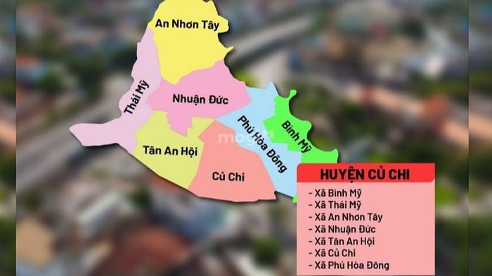 Bản đồ hành chính huyện Củ Chi sau quá trình sáp nhập (Nguồn: datcuchi.com.vn)