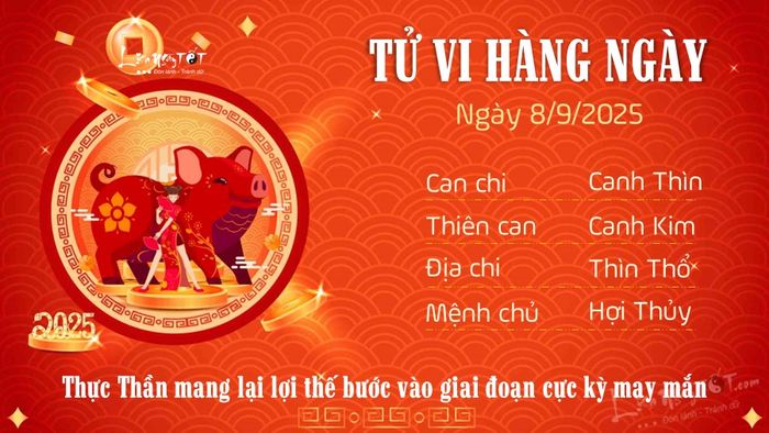 Tử vi ngày 8/9/2025 của 12 con giáp - tuổi Hợi cung cấp những thông tin thú vị về vận mệnh và tài lộc của bạn.