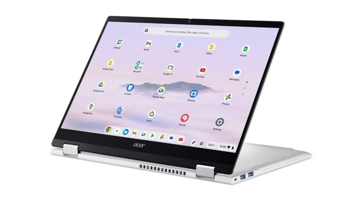 Chromebook Plus Spin 514 được trang bị chip MediaTek Kompanio Ultra 910, màn hình xoay gập cảm ứng tiện lợi