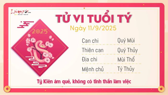 Tử vi hàng ngày 11/9/2025 của tuổi Tý