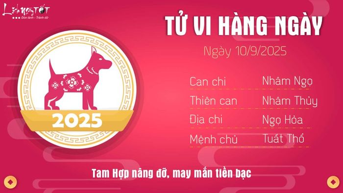 Tử vi hàng ngày 10/9/2025 của tuổi Tuất