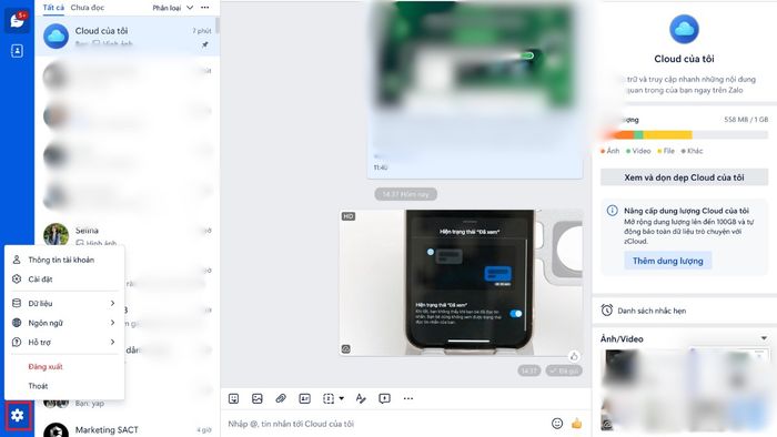 cách tắt tính năng đã xem trên Zalo máy tính