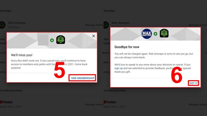 Hướng dẫn hủy đăng ký gói hội viên YouTube - bước 4