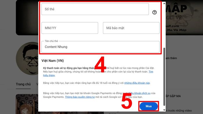 Cách đăng ký hội viên YouTube trên máy tính - bước 3