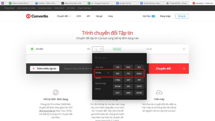 Chuyển đổi file XLSX sang XLS, CSV, PDF trực tuyến 2