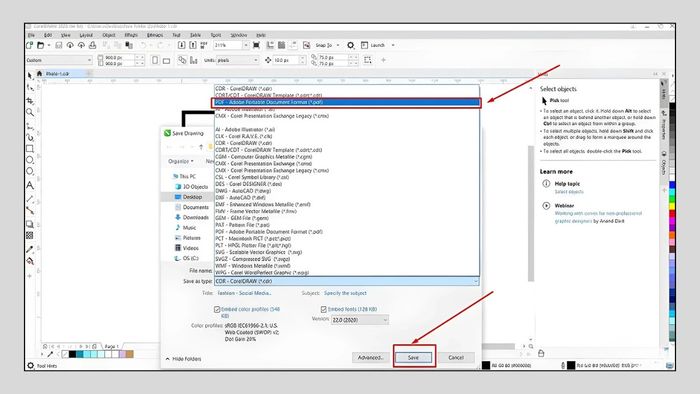 Hướng dẫn chi tiết cách chuyển file Corel sang PDF 1