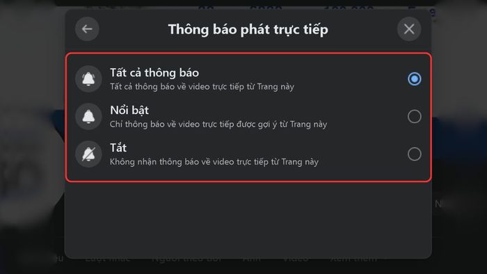 Hướng dẫn cách tùy chỉnh thông báo Live Stream trên Facebook