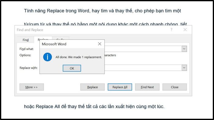 Thực hiện thay thế ký tự đặc biệt bằng lệnh Find and Replace