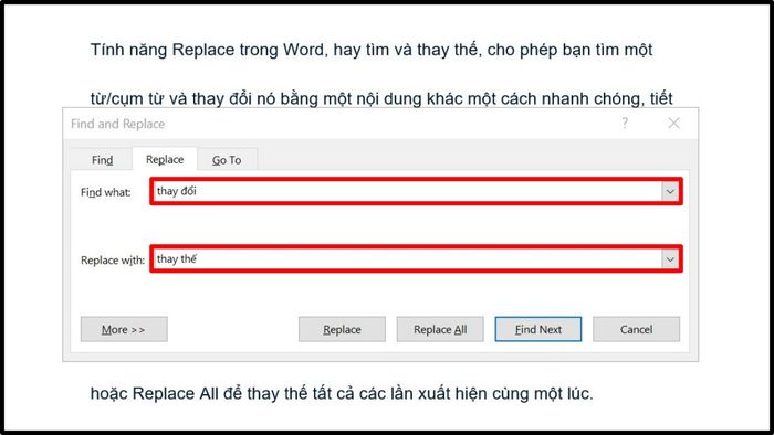Thực hiện thay thế định dạng văn bản bằng lệnh Replace trong Word
