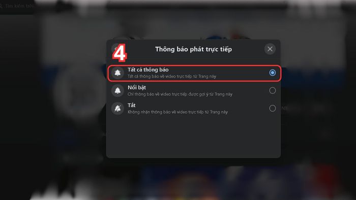 Hướng dẫn cách bật và tắt thông báo Live Stream trên Facebook trên máy tính - Bước 3