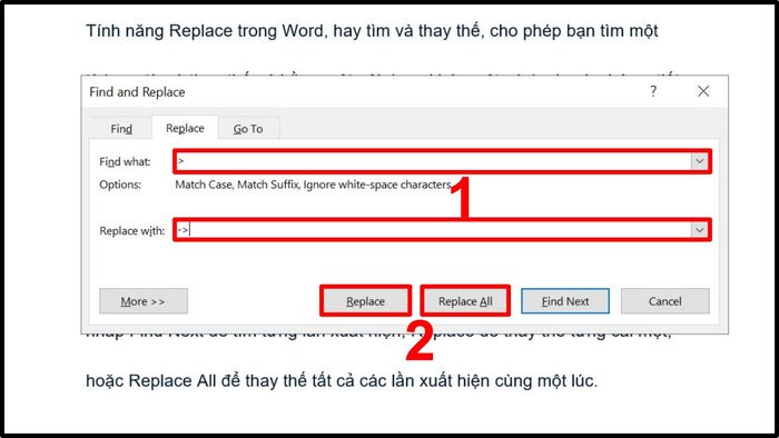 Thực hiện thay thế ký tự đặc biệt bằng lệnh Find and Replace