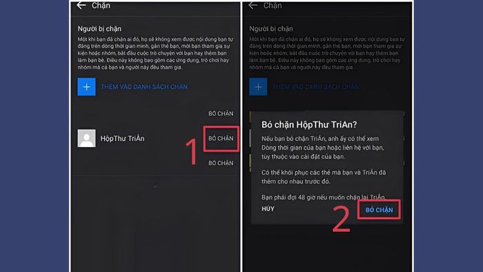 Cách kết bạn lại với người đã chặn trên Facebook qua điện thoại - bước 3