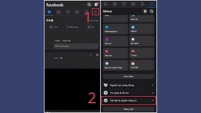 Cách kết bạn lại với người đã chặn trên Facebook qua điện thoại - bước 1