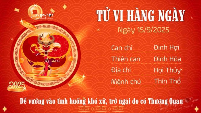 Tử vi hàng ngày 15/9/2025 của 12 con giáp - Thìn