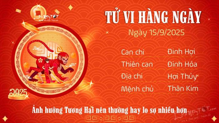 Tử vi hàng ngày 15/9/2025 của 12 con giáp - Thân