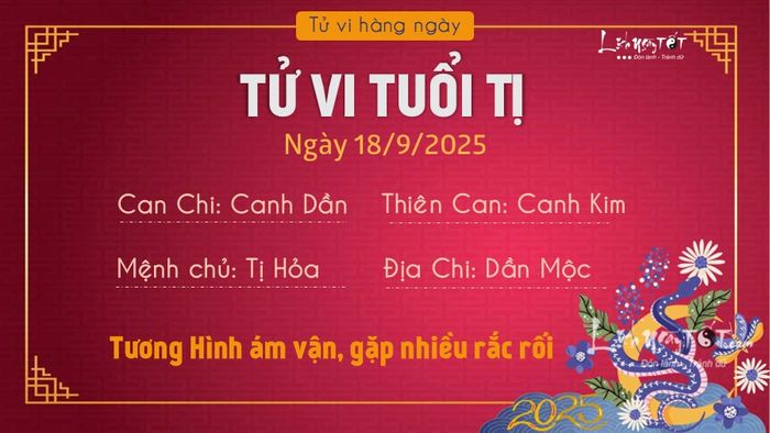 Tử vi hàng ngày 18/9/2025 của tuổi Tị