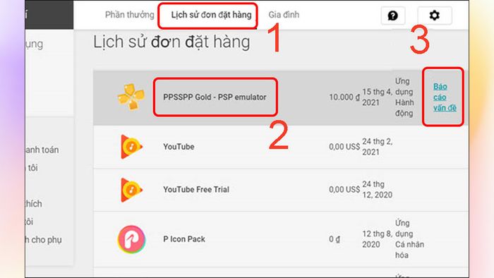 Hướng dẫn hoàn tiền nạp game trên Android – Bước 2