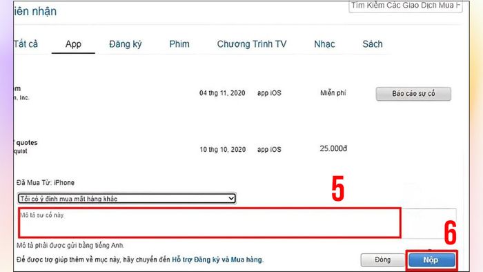 Hướng dẫn hoàn tiền nạp game trên iOS – Bước 4