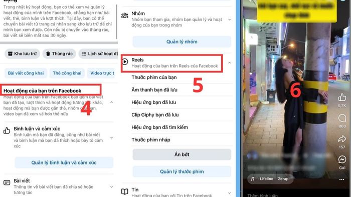 Hướng dẫn xem lại Reels đã xem trên Facebook qua Nhật ký hoạt động - các bước 4 và 5