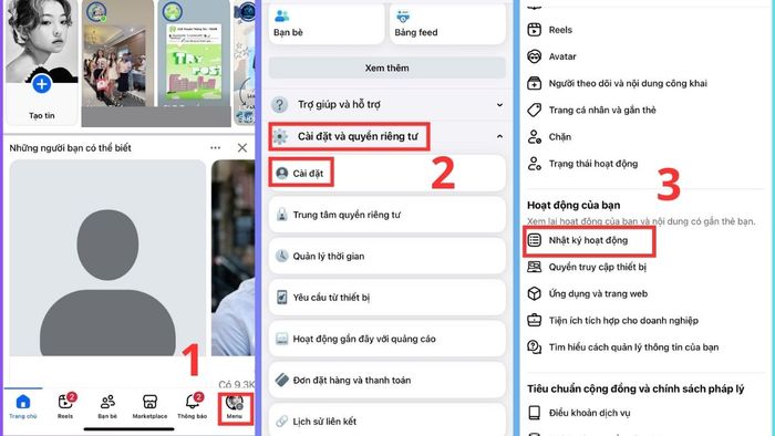 Hướng dẫn chi tiết xem lại Reels đã xem trên Facebook qua Nhật ký hoạt động - các bước 1, 2, 3