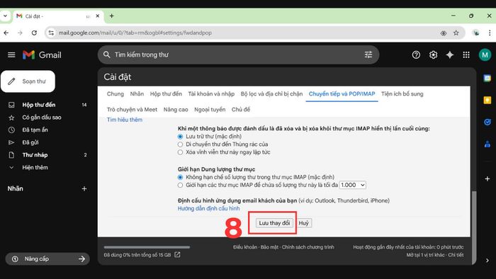 Cách chuyển tiếp tất cả thư mới trong Email - Bước 4