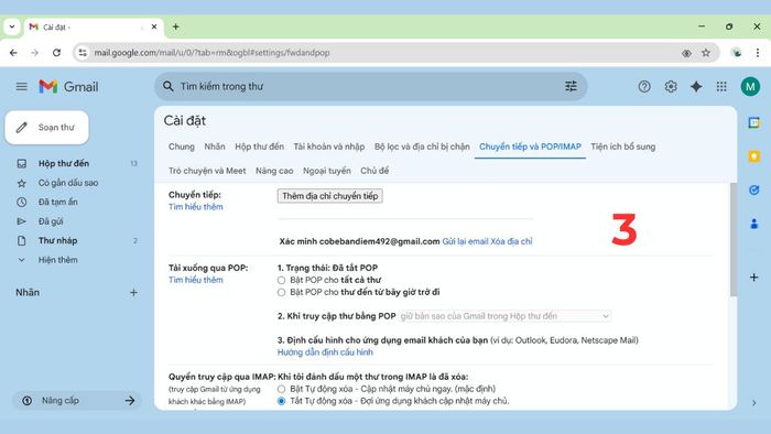 Cách tắt tính năng chuyển tiếp thư tự động trong Email - Bước 2