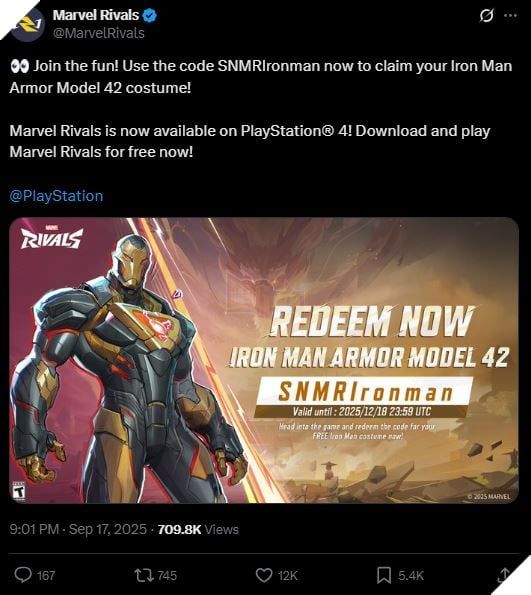 Marvel Rivals Game Chính Thức Ra Mắt Trên PlayStation 4, NetEase Mở Lại Quà Tặng Skin Iron Man