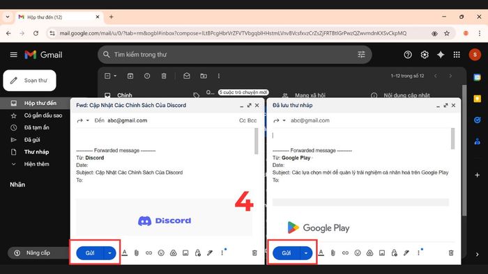 Chuyển tiếp một số thư cụ thể trong Email - Bước 3