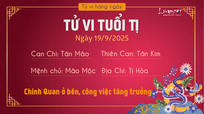 Tử vi ngày 19/9/2025 - Tuổi Tị