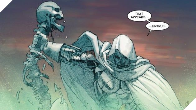 Hình ảnh về cảnh tái hiện khoảnh khắc huyền thoại trong bộ truyện tranh Secret Wars năm 2015 của Marvel Comics, khi Doom đánh bại Thanos