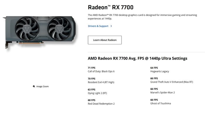 Radeon RX 7700 có khả năng duy trì hơn 60 FPS với cấu hình ultra trong các tựa game mới nhất hiện nay.
