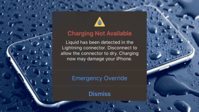 Các cảnh báo của iPhone khi phát hiện chất lỏng