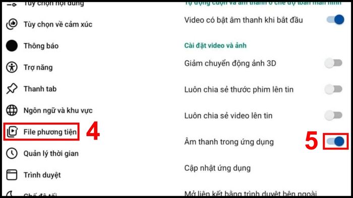 Hướng dẫn tắt âm thanh khi like trên Facebook bằng Android - bước 2.