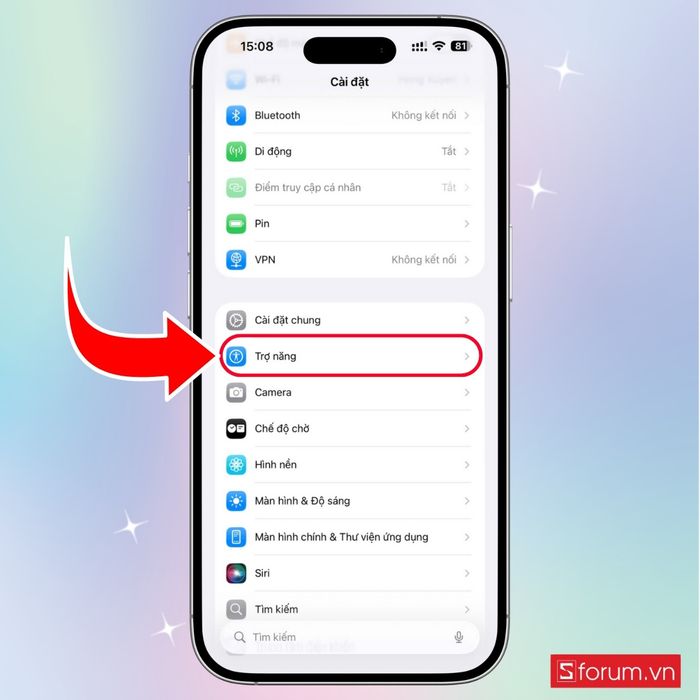 Hướng dẫn kích hoạt và thiết lập tính năng lè lưỡi trên iOS 26 - Bước 1.