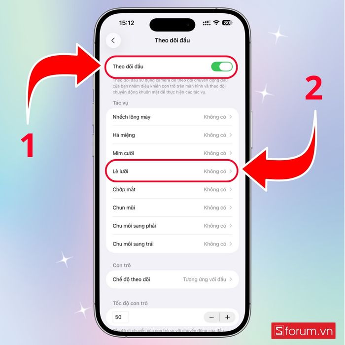 Hướng dẫn kích hoạt và thiết lập tính năng lè lưỡi trên iOS 26 - Bước 3