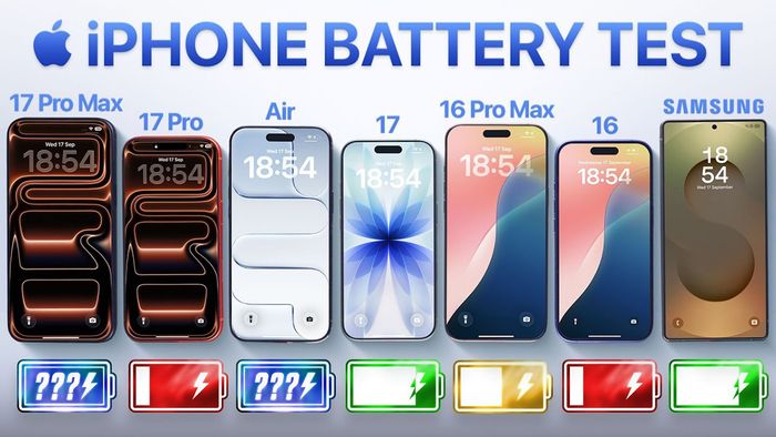 iPhone 17 Pro Max vượt qua iPhone 16 Pro Max và Galaxy S25 Ultra về thời gian sử dụng pin